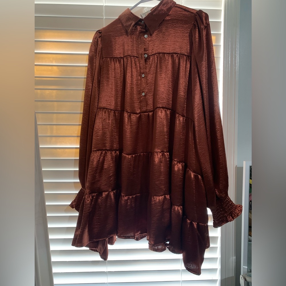 Rust color- satin shirt- size medium
